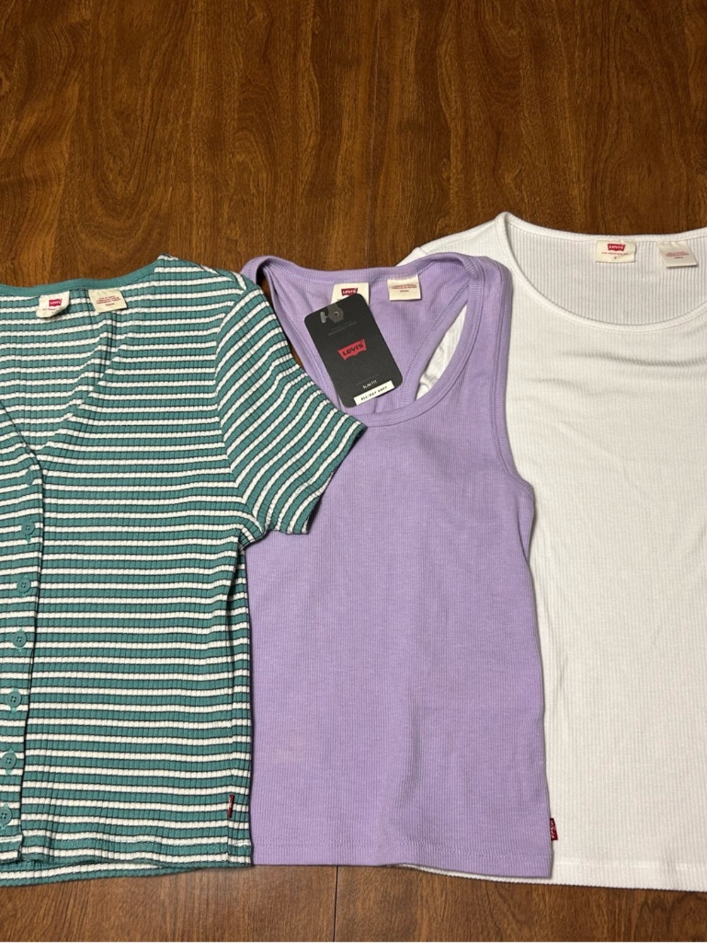 Levi's Green Stripe, Lavender & White Short Sleeve Tee Trio